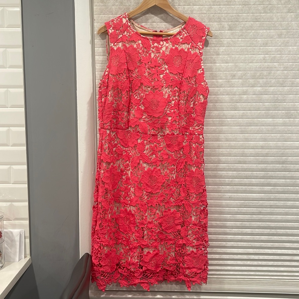 New York and company pink lace dress with beige lining. Gently worn.